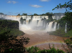 Iguazu Falls, with a rainbow