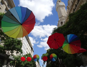 Umbrellas in celebration of a food festival