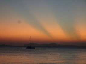 Burst of light at sunset