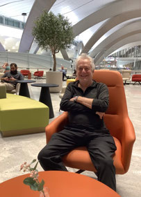 Resting in the private lounge at Abu Dhabi airport