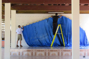 Preparing the stage for Friday