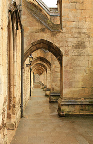Walking beside Winchester Cathedral
