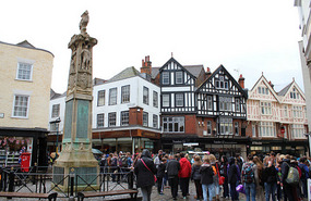 Central Canterbury, crowded with school children