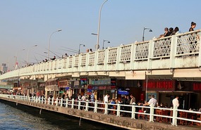 Galata Bridge - restaurants underneath