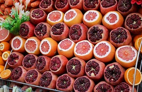 Pomegranate and orange, most popular juices