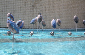 Bird sculptures in the fountain