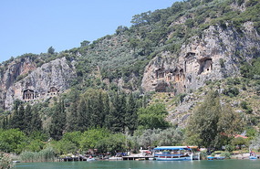 Tombs in cliffs across the Dalyan River