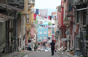 Steep street near hotel