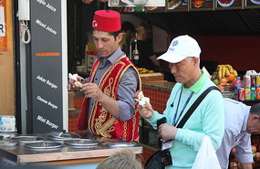 Icecream sellers wear traditional dress