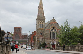 Shrewsbury Abbey across English Bridge