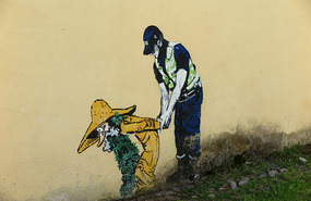 On a wall