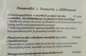 Garlic Restaurant menu