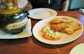 Latvian potato cakes with smoked salmon