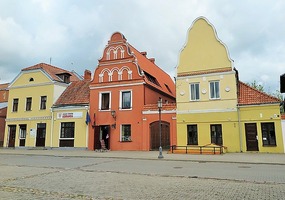 Gabled buildings in square in Kedainiai