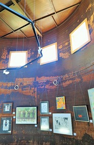 Inside old water boiler for fish factory