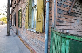 Wooden house near hotel