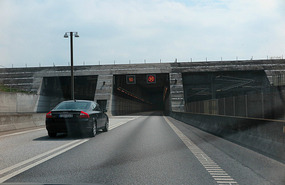 In Denmark entering Oresund tunnel to bridge