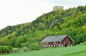 Ruins of Brahehus Castle on Hill