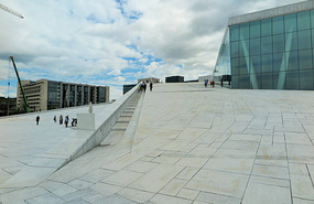 Walking up to roof of Oslo Opera House
