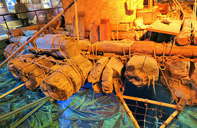 9 balsa logs underneath