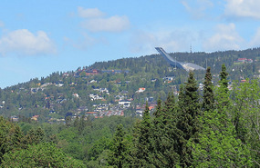 Ski jump from afar