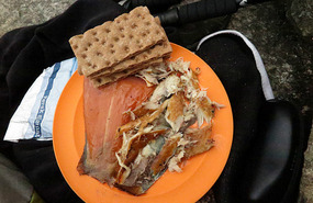 Smoked fish and cracker lunch