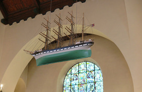 Boat hanging in church
