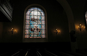 Stained glass in church
