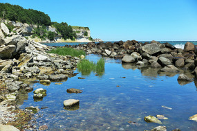 Below the cliffs