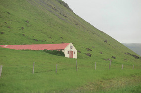 Many sheds built into hill like this