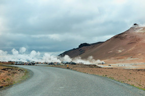 Arriving at Geothermal area near Lake Myvatn