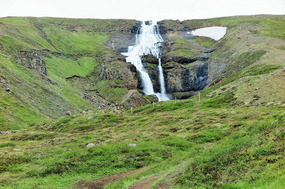 Waterfall as we turn west