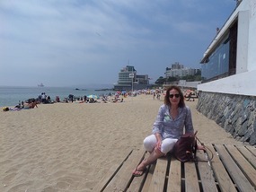 JC on the beach at Vina del Mar - sun out
