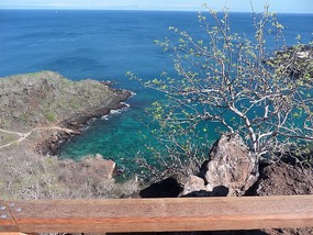 Looking down at the a beach below