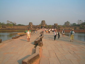  Crossing the causeway to Angkor Wat