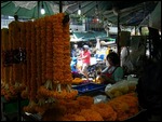 flower stall with garlands