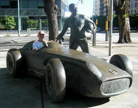 Tony poses with Fangio