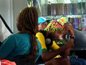 Olodum wait for the boat just like the rest of us