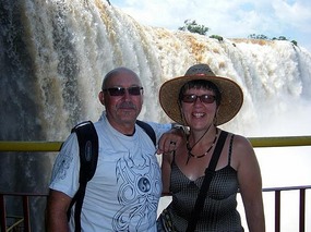 We pose in front of lots of water