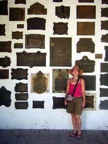 Jen beside some of the many homages
