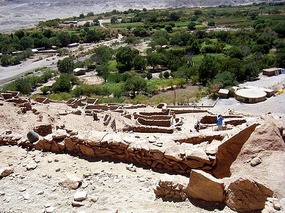 Looking down from the ruins to San Pedro