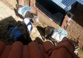 Donkeys delivering water to our hostel