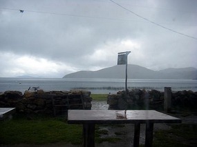 Our breakfast time view of Lake Titicaca