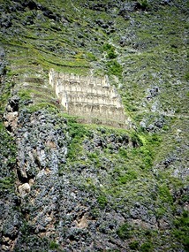 Remains of grain storehouses, Ollantaytambo