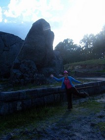 Jen at the puma rock at Q'enqo