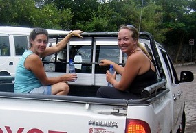 Lynelle and Crystal head off to the airport