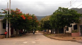 Our street & our hostel on the right