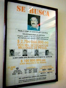 Wanted: Escobar. Reward  almost £1 million