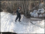 Slippery ice underfoot, Lou