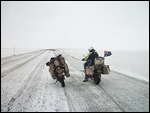 Out of Deadhorse on the snowy road